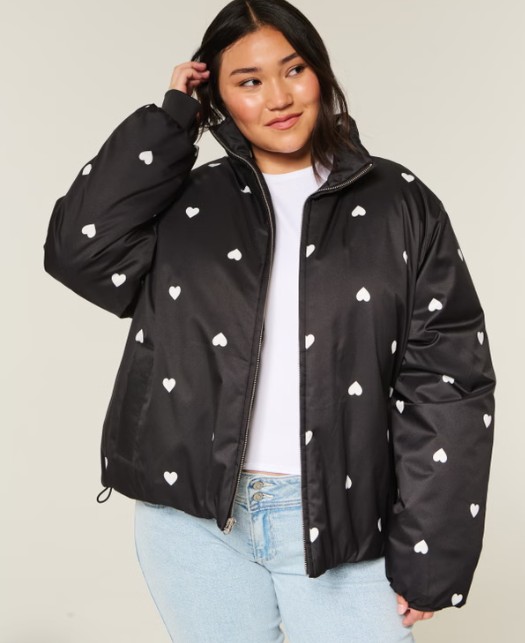 Zip-Up Pattern Puffer Jacket