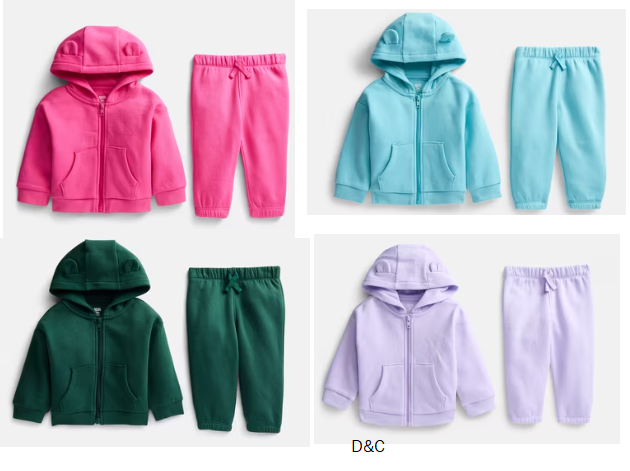 Wonder Nation Baby Zip Up Hoodie and Joggers Fleece Set, Sizes 0/3M-24M