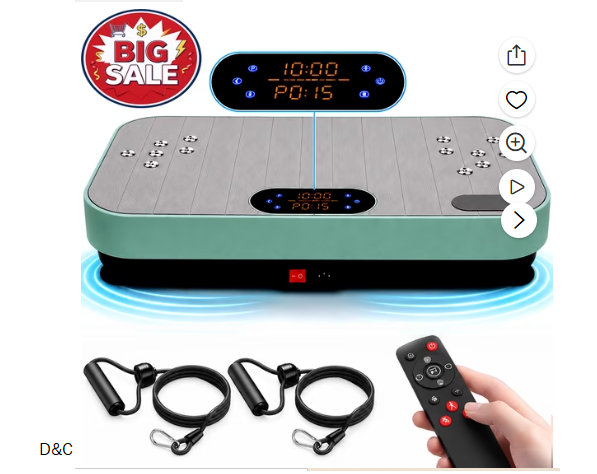Vibration Plate Exercise Machine for Lymphatic Drainage & Body Toning, 99-Speed Whole Body Workout Platform with 4 Preset Programs, Bluetooth, Remote & Resistance Bands for Home Fitness