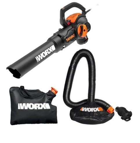 WORX – 12 Amp TRIVAC 70 MPH 600 CFM Corded Blower, Mulcher, and Vaccum – Black