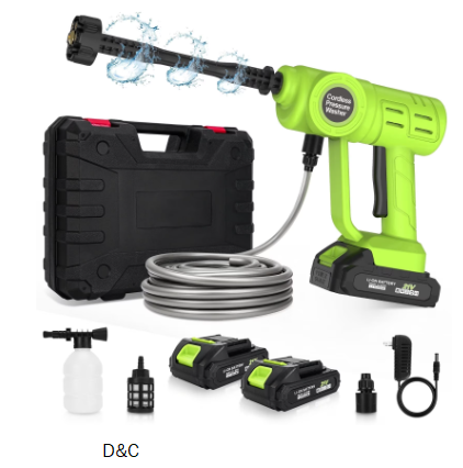 Cordless Pressure Washer, Handheld Portable Power Washer with 2 Batteries & 6-in-1 Nozzle, 17FT High Pressure Hose, for Car/Garden/Patio/Home Cleaning