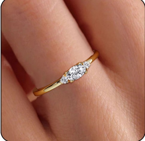LUNVKY 18K Gold Plated Rings for Women CZ April Birthstone Ring with CZ Crystal Stackable Bands Wedding Prom Birthday Christmas Jewelry Gifts Teen Her Wife Mom Stocking Stuffers Ideas