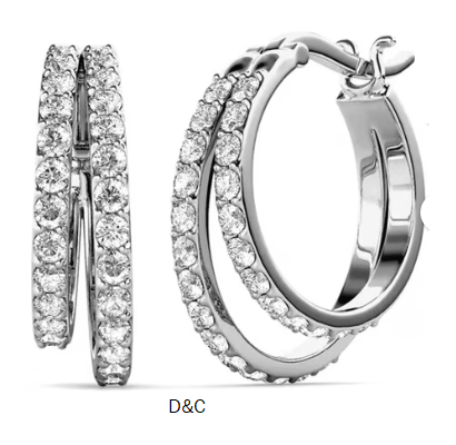 Cate & Chloe Corina 18k White Gold Plated 20mm Hoop Earrings with Swarovski Crystals Gift for Women