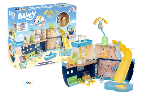 Bluey Cruise Ship Playset, Features 5 Play Areas, 15+ Accessories, Sticker Sheet, & Exclusive Bluey & Bingo Figures , Ages 3+
