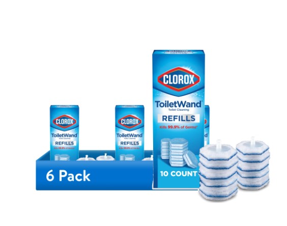 (6 pack) (6 pack) (6 pack) (6 pack) (6 pack) (6 pack) (6 pack) (6 pack) Clorox ToiletWand Toilet Cleaning Refills, Disinfecting Scrubbing Pads, 10 Count, Pack of 6