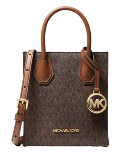 Michael Kors Mercer Extra-Small Logo and Leather Crossbody Bag (6”W X 6.75”H X 2.5”D)