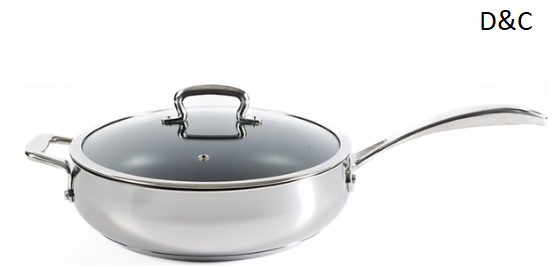 5 Quart Stainless Steel Saute Pan with Glass Lid