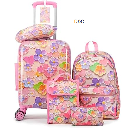 Rosamo 16’’ Kid’s Luggage Set with Spinner Wheels, Hardside with Suitcases,6 Piece