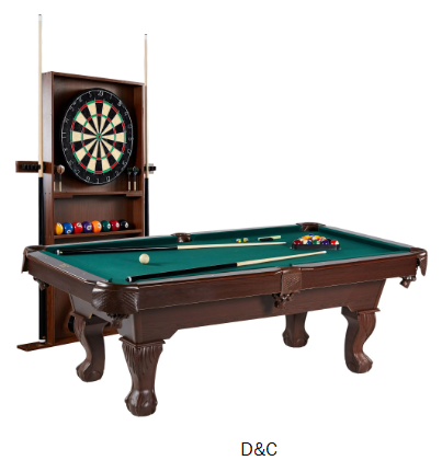 Barrington Billiards 7.5 ft Pool Table Set with Cue Rack & Dartboard, Green