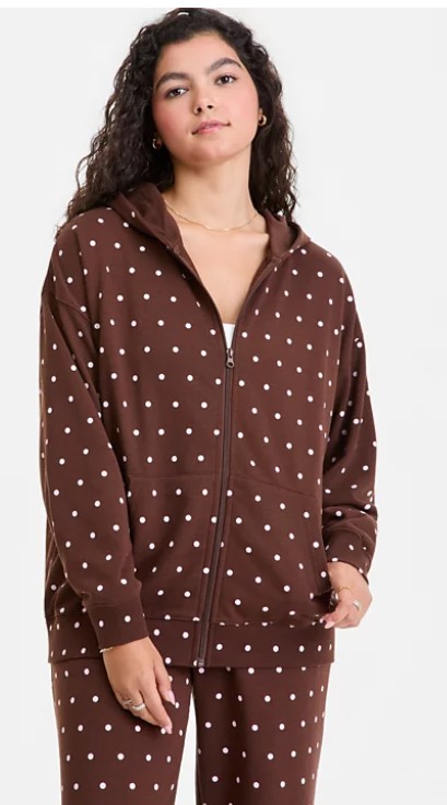 Juniors’ Full-Zip Printed Hoodie
