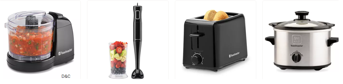 Toastmaster appliances on sale. Pick any 3 for $32.xx