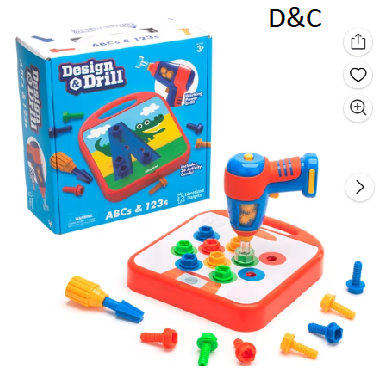 Educational Insights Design and Drill ABCs and 123s, Preschool Construction Toy, Ages 3+