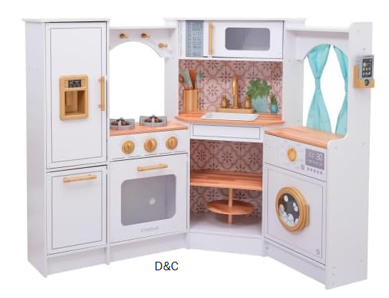 KidKraft Ultimate Corner Wooden Play Kitchen with Lights & Sounds, White