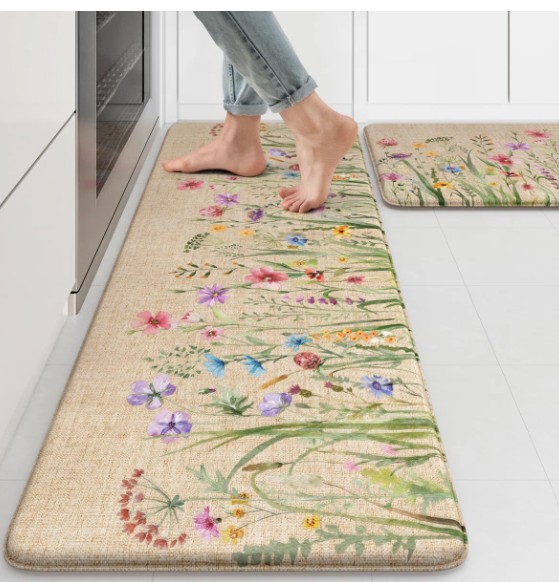 Anti-Fatigue Non-Skid Waterproof Cushioned Kitchen Mat Set of 2