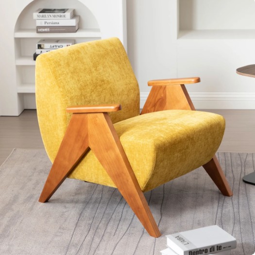 Betty 27.5″ W Chenille Solid Wood Armchair