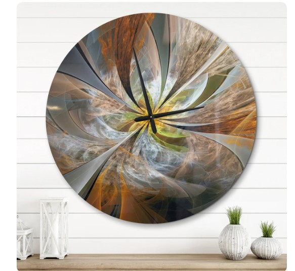 Orange Teal Botanical Whirlwind IV Watercolor Painting Print