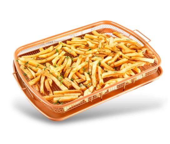 Gotham Steel Nonstick Air Fryer Tray for Oven with Recipe Book – 16″ x 12″
