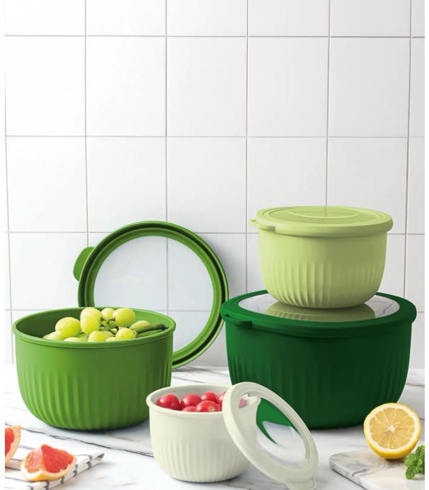 8-Piece Round Nesting Bowl Set with Lids
