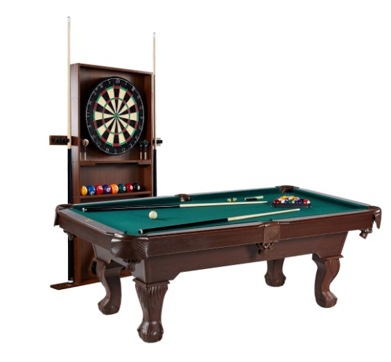 Barrington Billiards 7.5 ft Pool Table Set with Cue Rack & Dartboard, Green