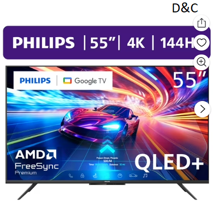 Philips 55″ Class 144Hz QLED+ 4K UltraHD (2160p) Google + Gaming Smart TV (55PUG7675/F7)