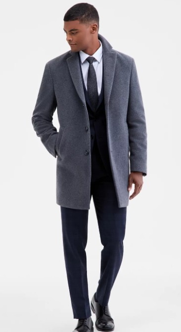 Men’s Prosper Wool-Blend Slim Fit Overcoat
