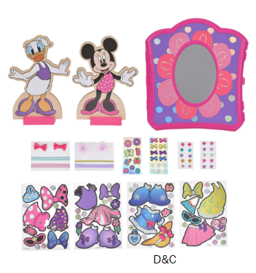 Disney Jr. Minnie Mouse Wooden Magnetic Activity Set, Dress-Up Closet Case with Magnetic Outfits, Accessories, and Stickers, Ages 3+