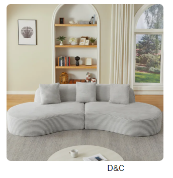 Welcoming Grey Corduroy Upholstered 4 – Seat Sectional For Apartment, Instant Use, No Assembly, Spring Cushions Whimsical