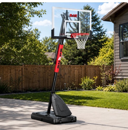 IGL Outdoor Portable Basketball Hoop, 54-inch Thickened Shatter-Resistant Backboard, Height Adjustable 7.5-10 FT, Ultra-Stable Fillable Base with Wheels