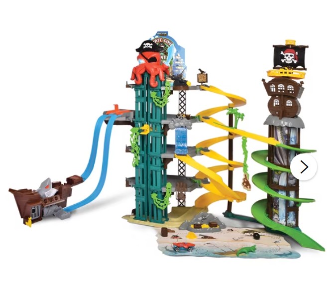Adventure Force Pirate Garage Multi-Level Track Set with Die-Cast Play Vehicles