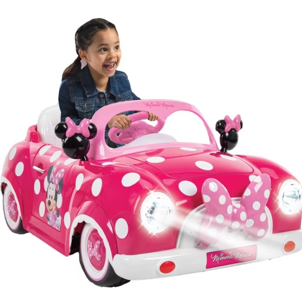 Huffy 6V Disney Minnie Mouse Convertible Ride-On Car with Remote Control, Ages 3-7, Kids, Pink