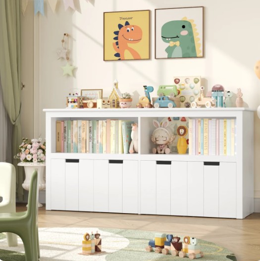 Bayze Bookcase with Removable Drawers, White