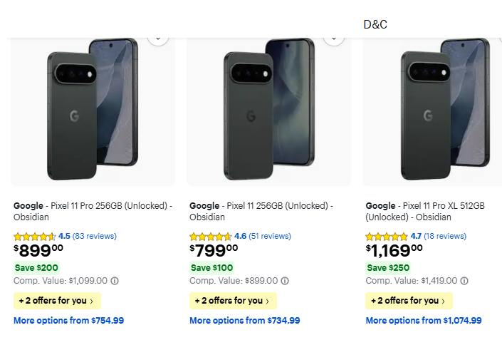 Upto $200 off on Google Pixel unlocaked phones