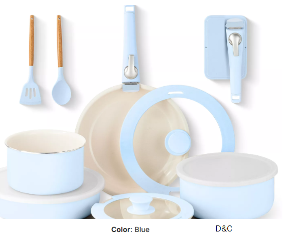 Gotham Steel 18-Piece Ceramic Nonstick Detachable Handle Cookware Set