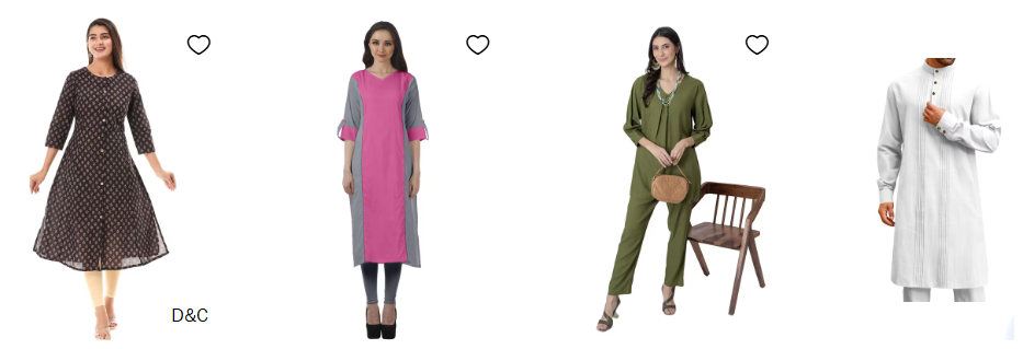 Women’s and Men Kurta sets on sale.