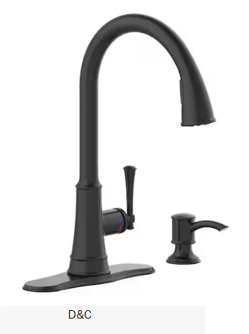 Hemming 1-Handle Touchless Pull-Down Sprayer Kitchen Faucet with Soap Dispenser in Spot Resistant Matte Black