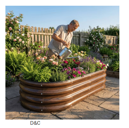 SnugNiture Galvanized Raised Garden Bed Outdoor, 3Pcs 4x2x1ft Metal Planter Box, Brown