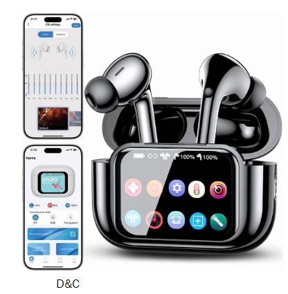 VEAT00L Wireless Earbuds Bluetooth Headphones, Ear Buds with Touch Screen, ANC ENC Noise Cancelling Transparency Mode, 58H Stereo Deep Bass, IPX7 Waterproof, Clear Calls, 7 EQ for iOS Android (Black)