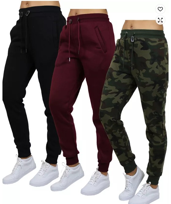 Women’s Loose Fit Heavyweight Classic Fleece Jogger Sweatpants- 3 Pack