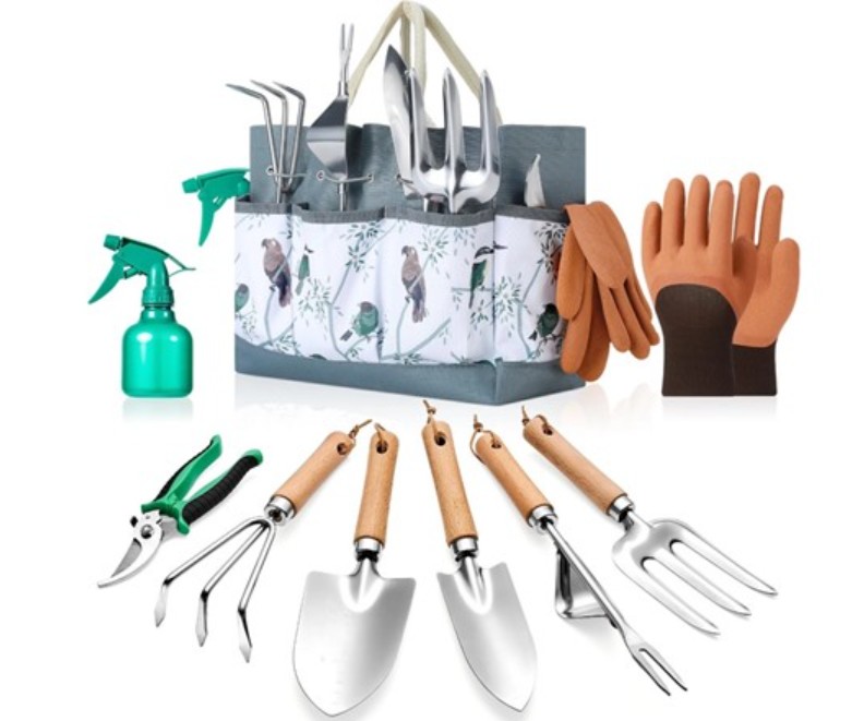 9-Piece Stainless Garden Tool Set w/ Bag