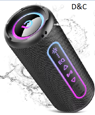 Portable Bluetooth Speaker, 30W Loud Sound, Deep Bass, Bluetooth 5.4, LED Lights, IPX7 Waterproof