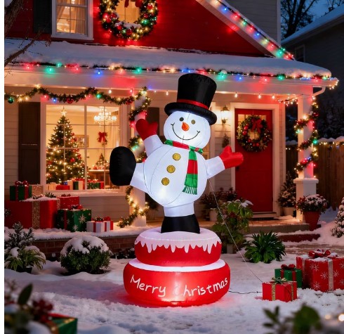 Ktaxon Christmas Inflatable Outdoor Decoration Spinning Snowman Holiday Outdoor Decor,5 FT