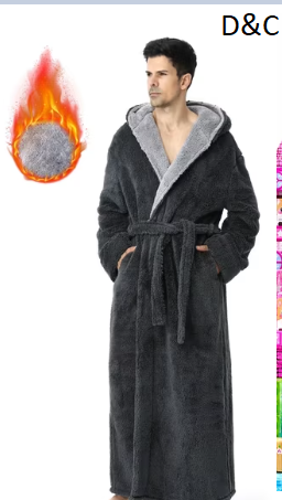 AMITOFO Long Robes for Men with Hood & Pockets