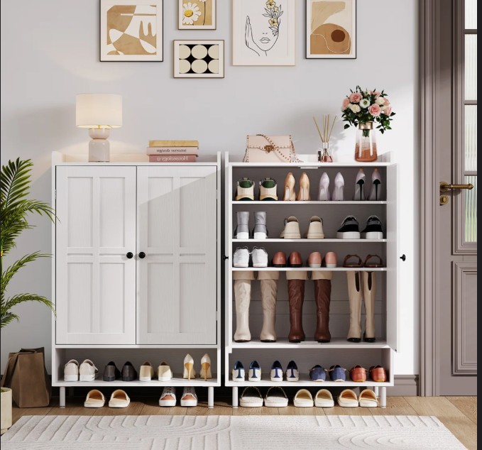 Aleatha 6-Tier 24 Pairs Shoe Cabinet With Doors And Adjustable Shelves For Entryway