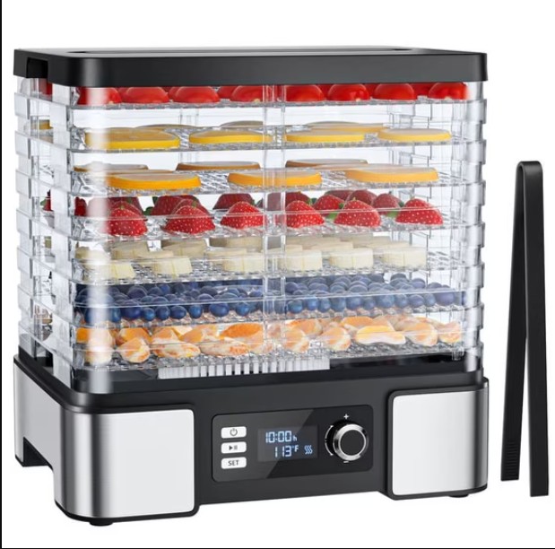 FOUKUS 7-Tray Food Dehydrator Machine: 400W Electric Food Dryer for Jerky, Fruits, Vegetables, Dog Treats, Herbs, Snacks – Adjustable Temperature & 24H Timer, LCD Display, Silicone Tongs Included