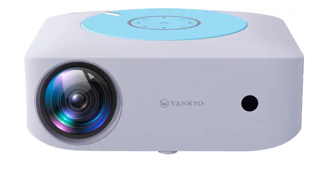 Vankyo – Leisure E30TBS Native 1080P Wireless Single LCD Projector, Screen Included – White/Blue