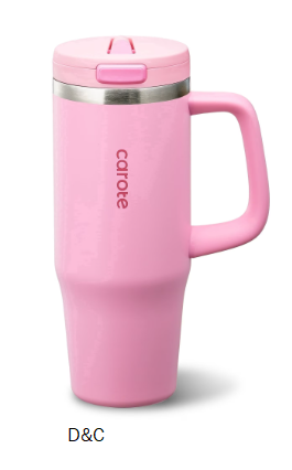 Carote Insulated Stainless Steel Tumbler with Handle and Lid, Leakproof Double Wall Vacuum Travel Mug, Reusable Cup for Hot & Cold Drinks, Pink, 32oz