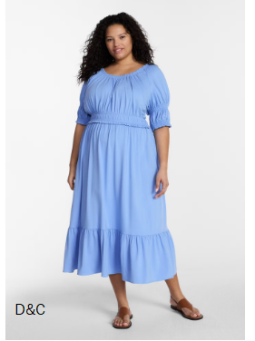 Terra & Sky Women’s Plus Scoop Neck Maxi Dress with Elbow-Length Sleeves, Sizes 0X-5X