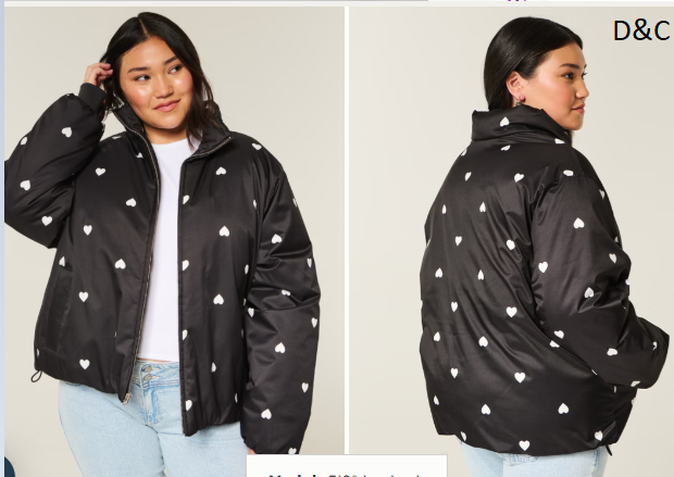 Zip-Up Pattern Puffer Jacket
