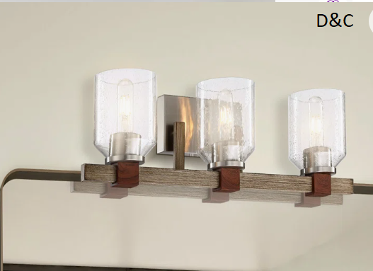 Sigurd 3 – Light Brushed Nickel Seeded Glass Vanity Light