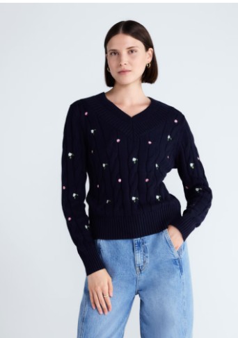 Free Assembly Women’s and Women’s Plus Cotton Cable Knit Sweater, Midweight, Sizes XS-4X